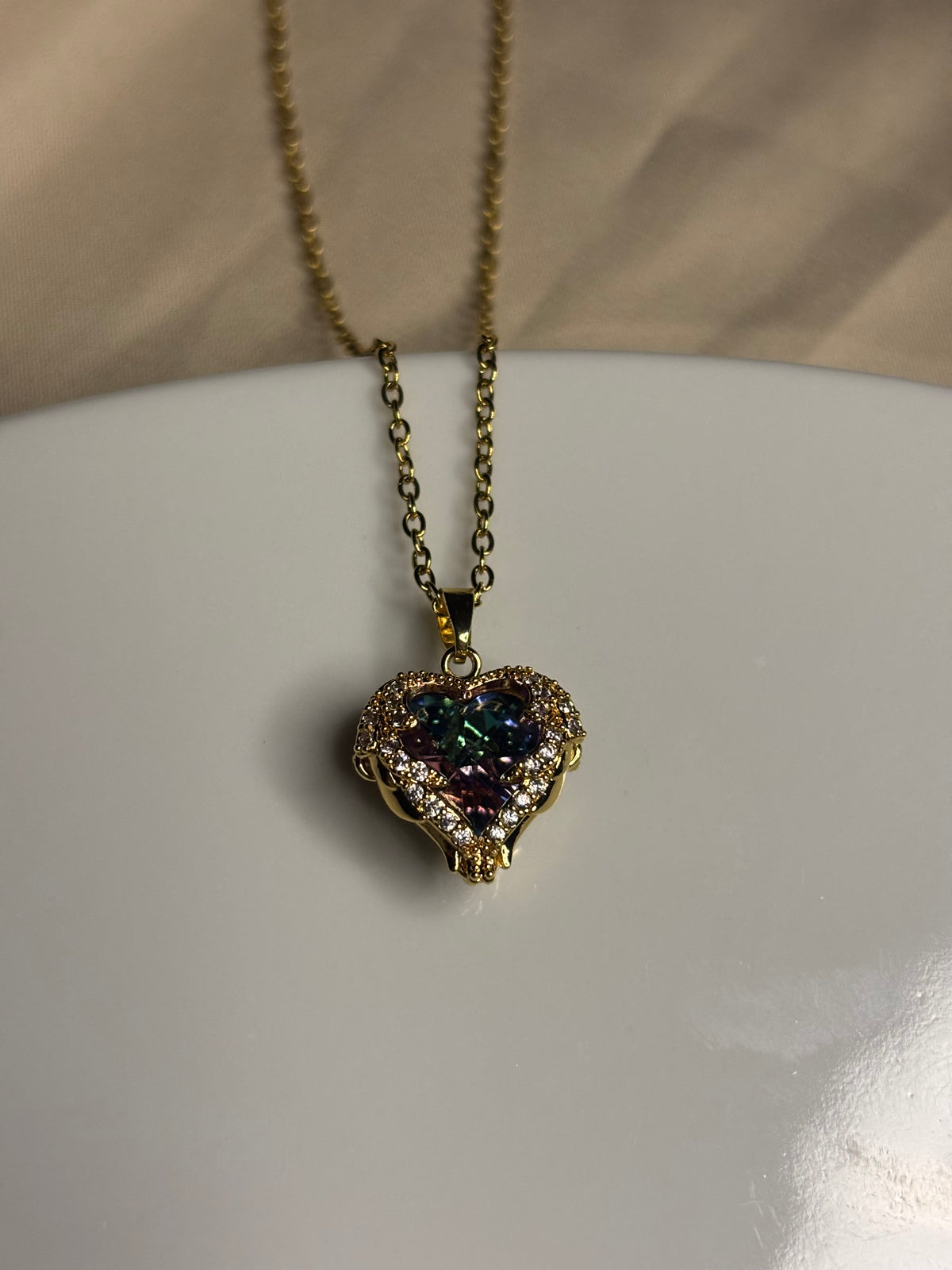 Golden Purple heart necklace