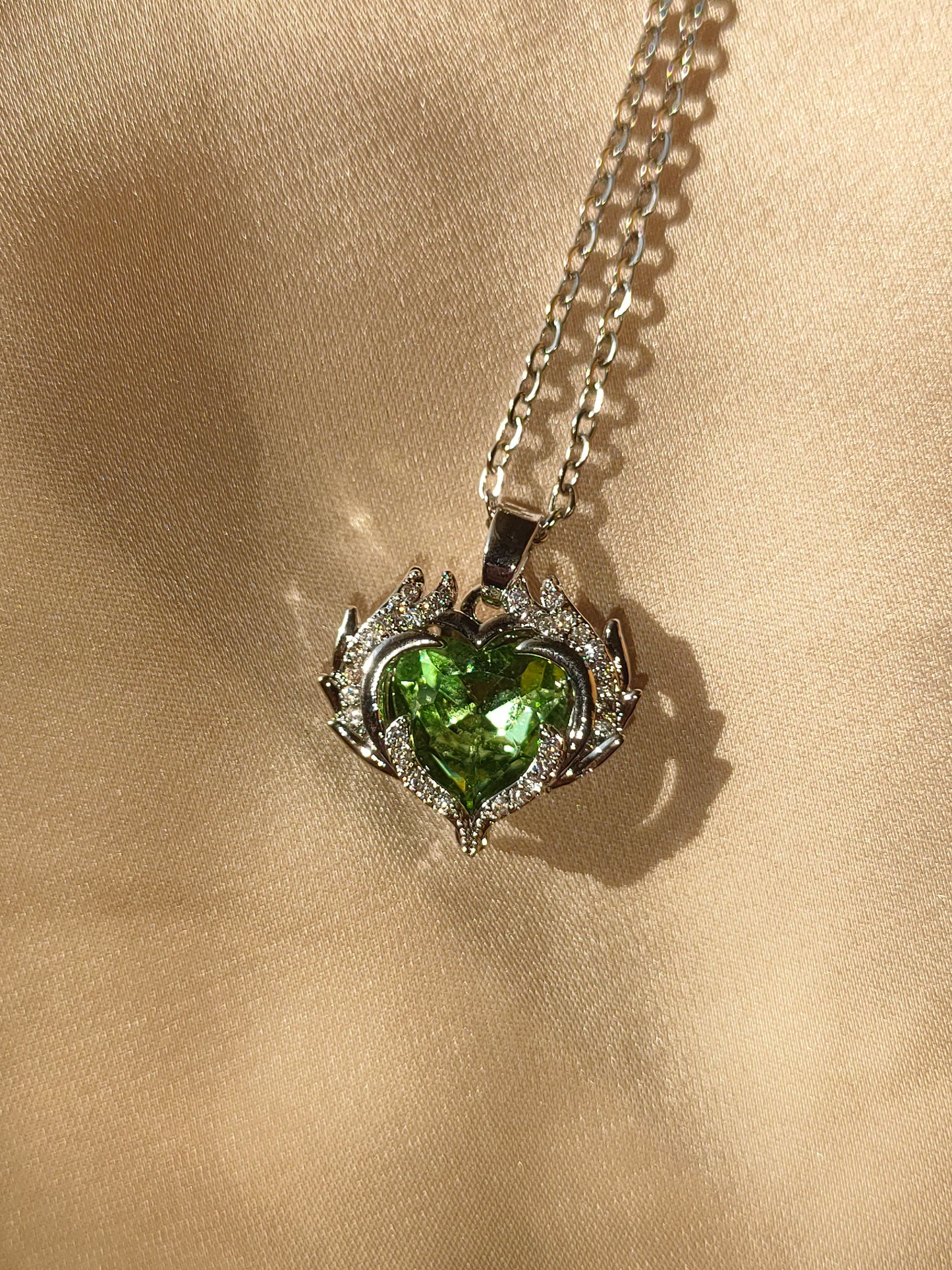Green heart necklace