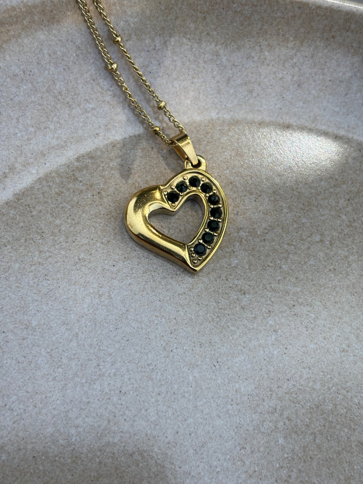 Green heart dots Necklace
