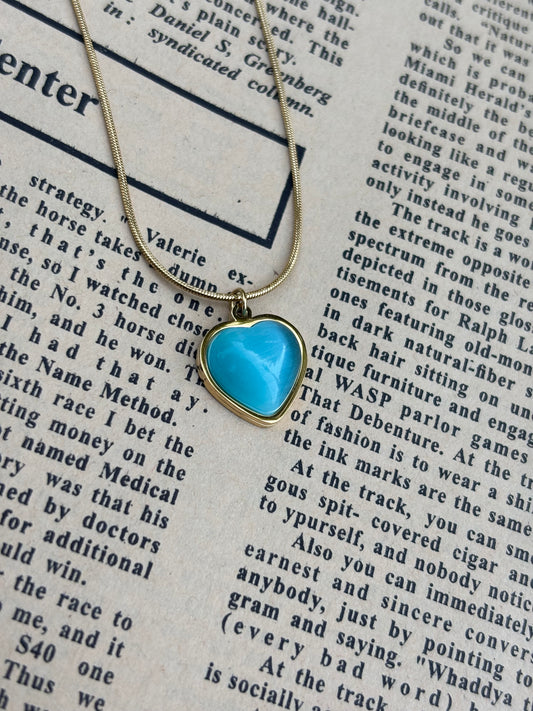 Blue diamond heart Necklace