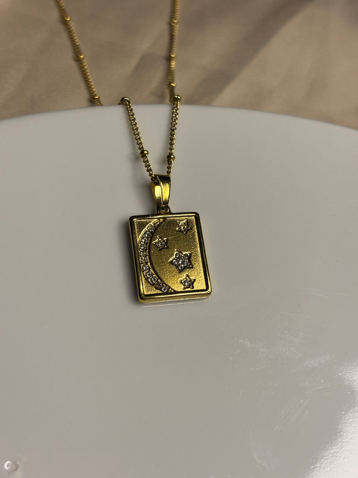 Crescent stars dimond necklace