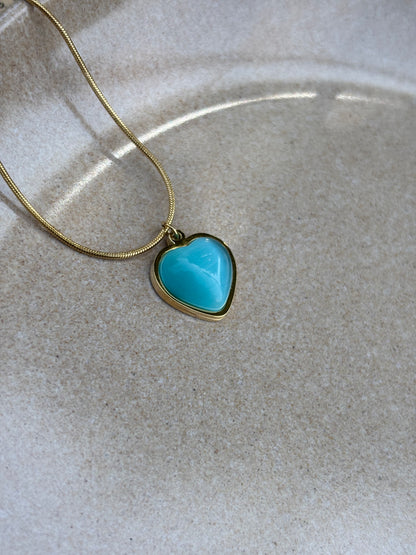 Blue diamond heart Necklace