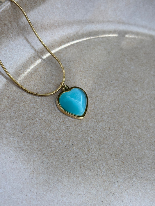 Blue diamond heart Necklace