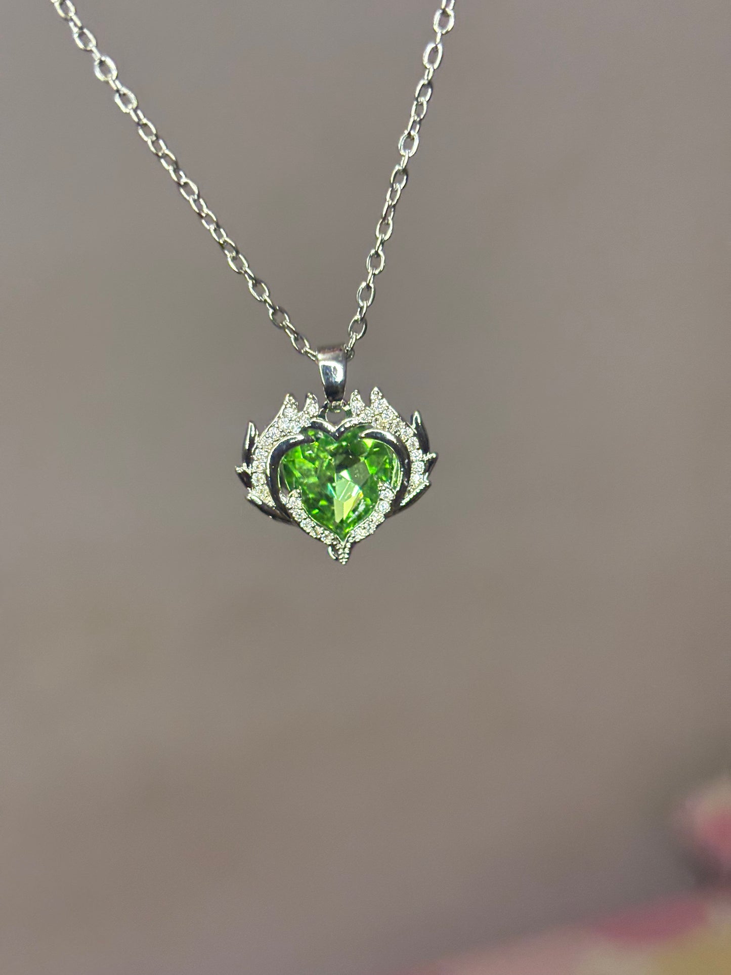Green heart necklace