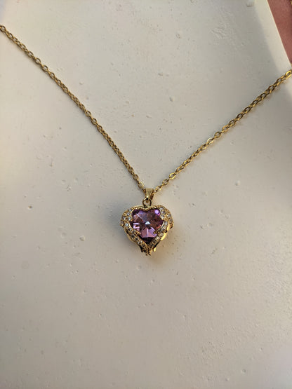 Golden Purple heart necklace